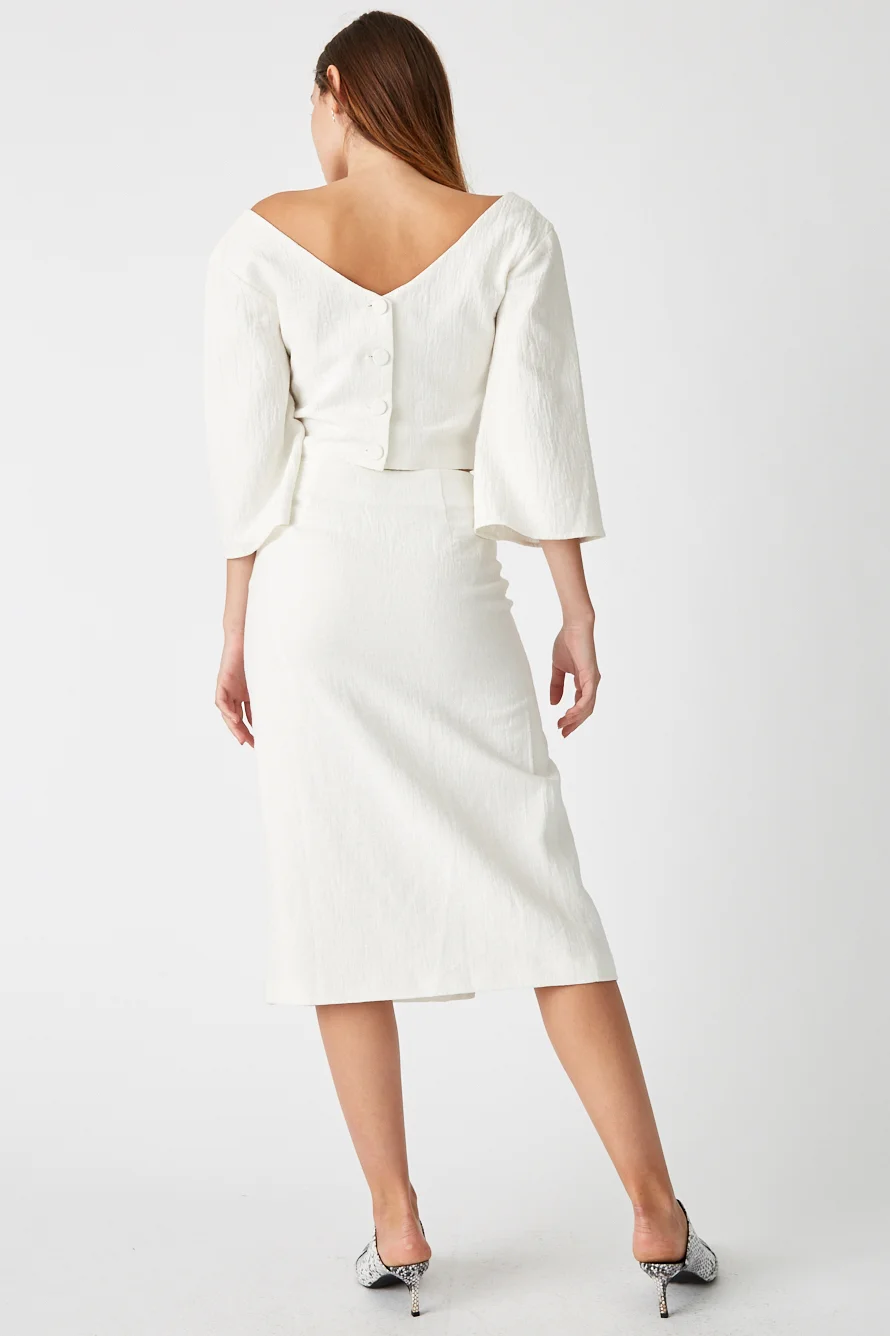 Third Form Closure Button Back Top - White