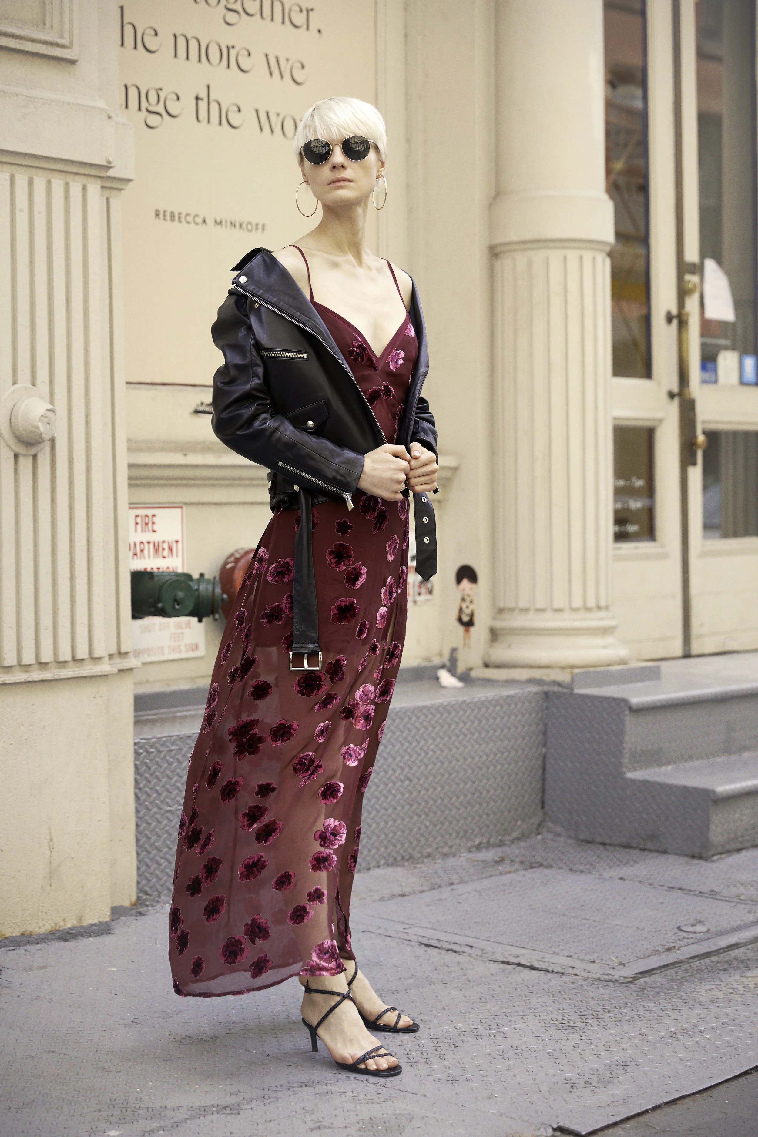 For Love & Lemons Sophie Velvet Floral Maxi Dress