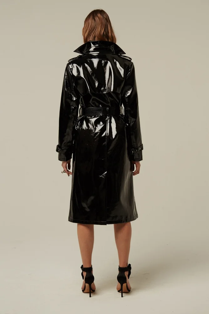 Deby Debo Cara Vinyl Trench Coat