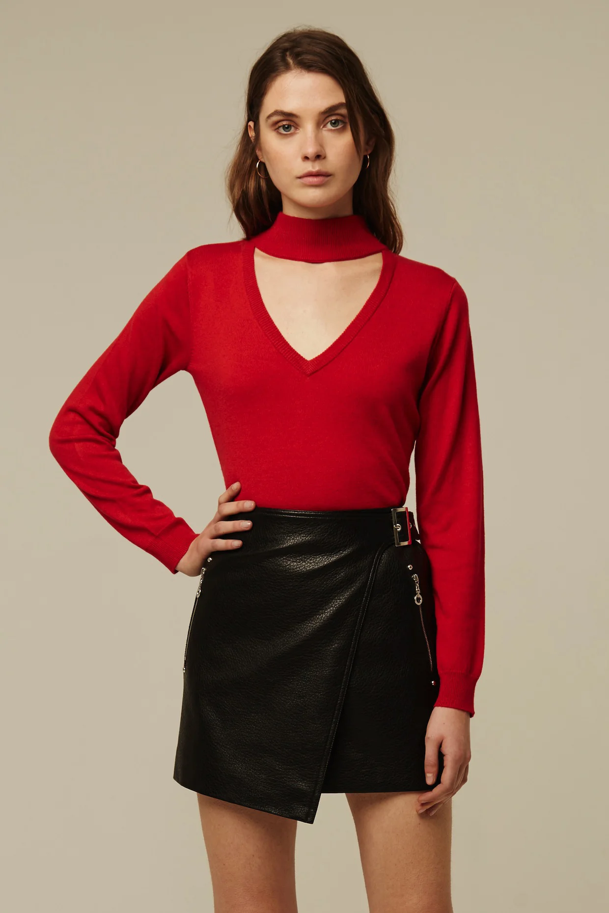 Deby Debo Chelsea Faux Leather Wrap Skirt