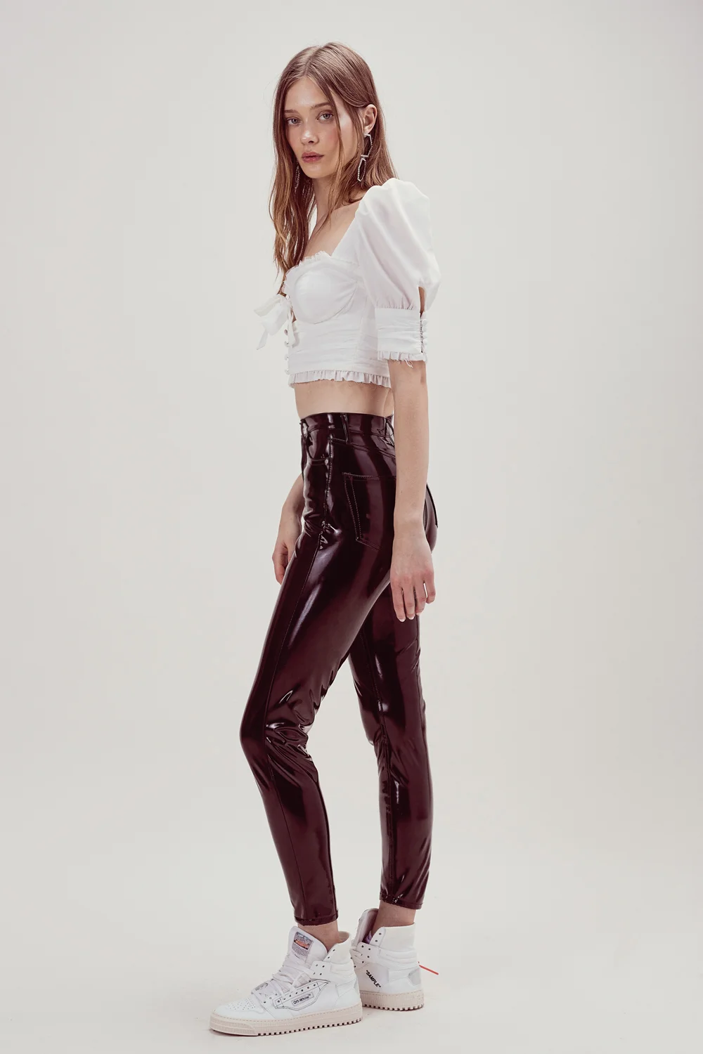 For Love & Lemons Royale Crop Top With Puff Sleeves
