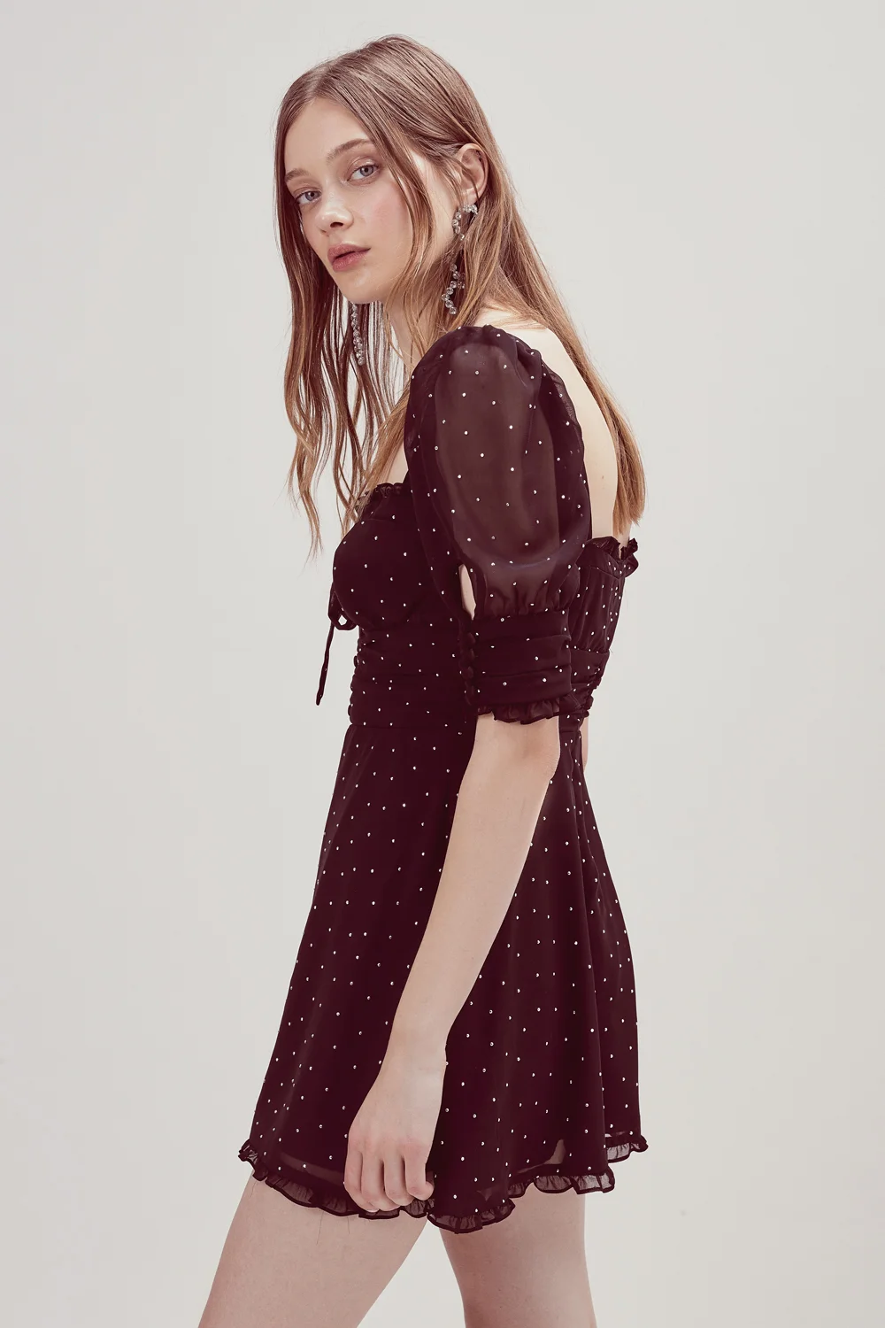 For Love & Lemons Lucky Dice Mini Dress With Crystal Embellishments