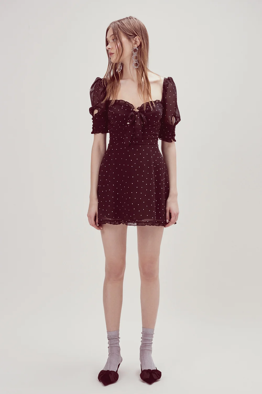 For Love & Lemons Lucky Dice Mini Dress With Crystal Embellishments