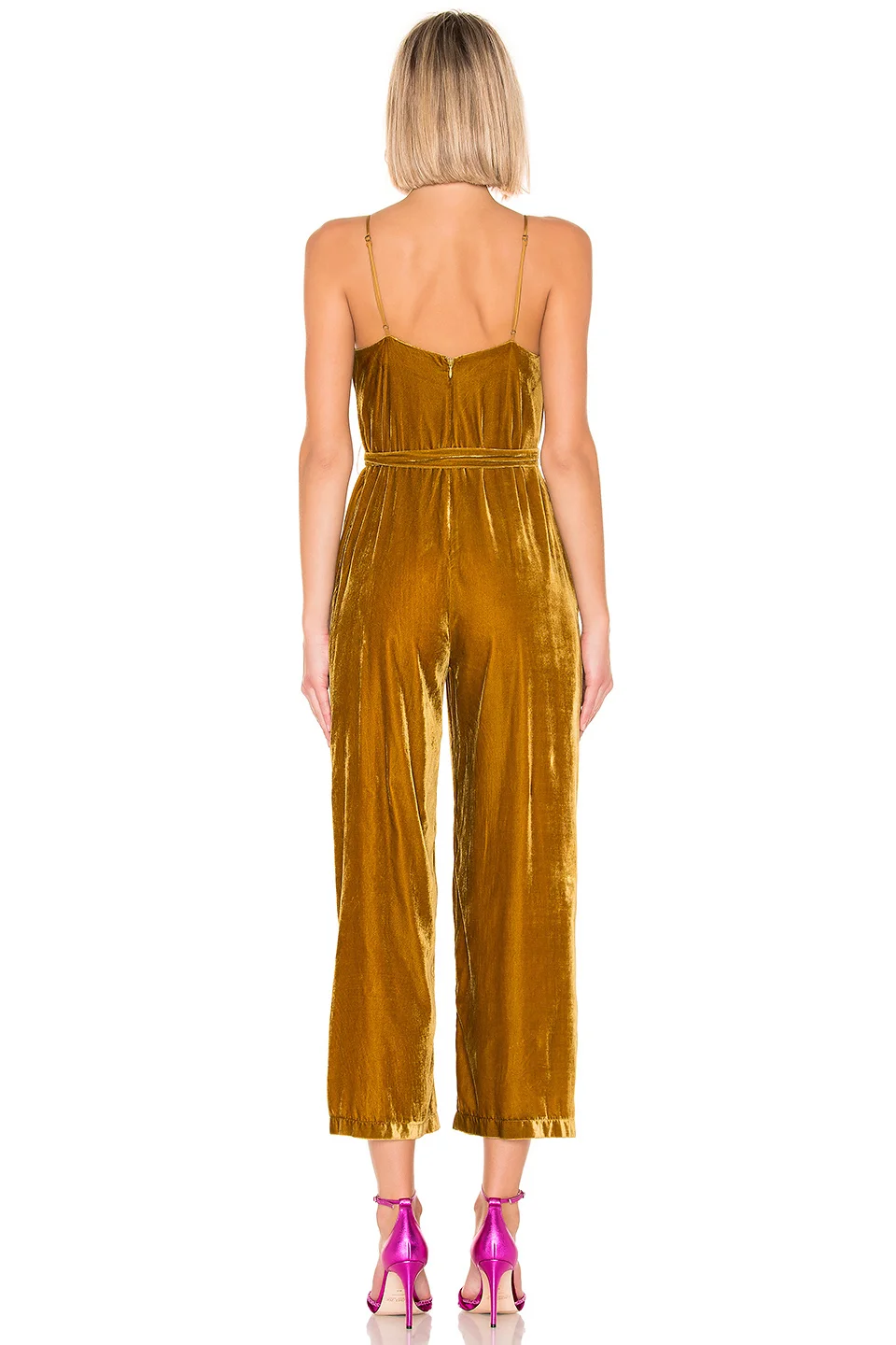 ASTR the Label Hey Hey Hey Gold Velvet Jumpsuit