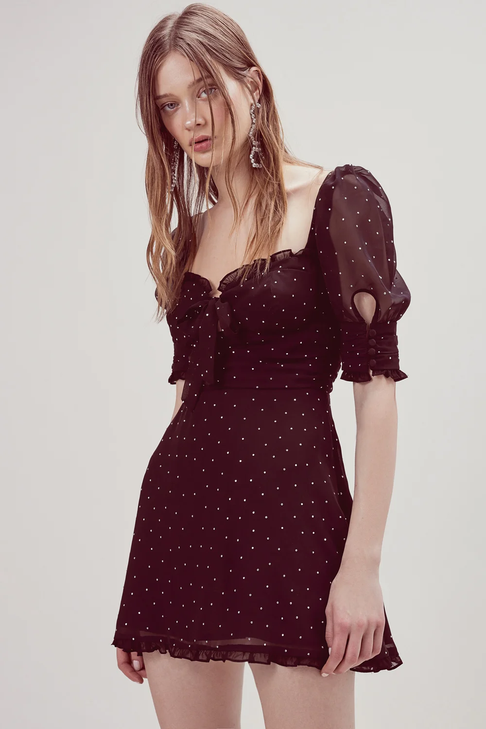 For Love & Lemons Lucky Dice Mini Dress With Crystal Embellishments