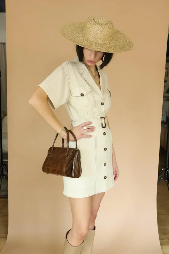 ASTR the Label Freehand Mini Dress With Topstitching - Natural