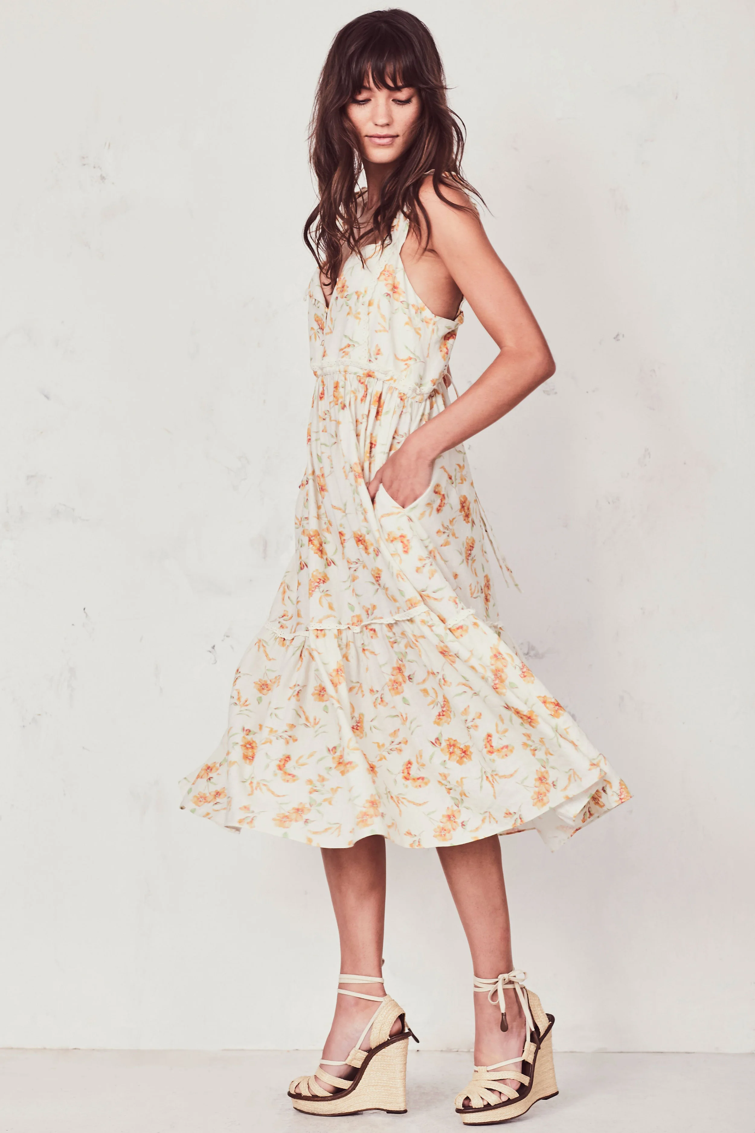 LoveShackFancy Ann Floral Midi Dress