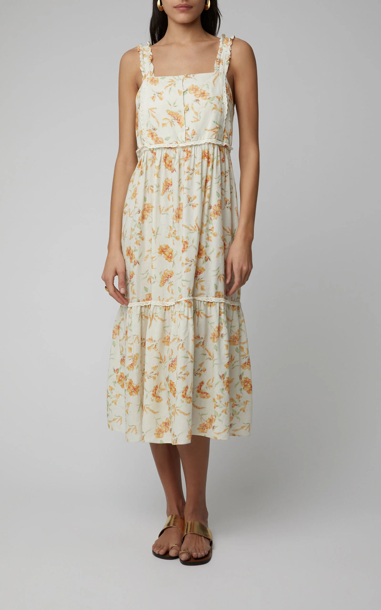 LoveShackFancy Ann Floral Midi Dress