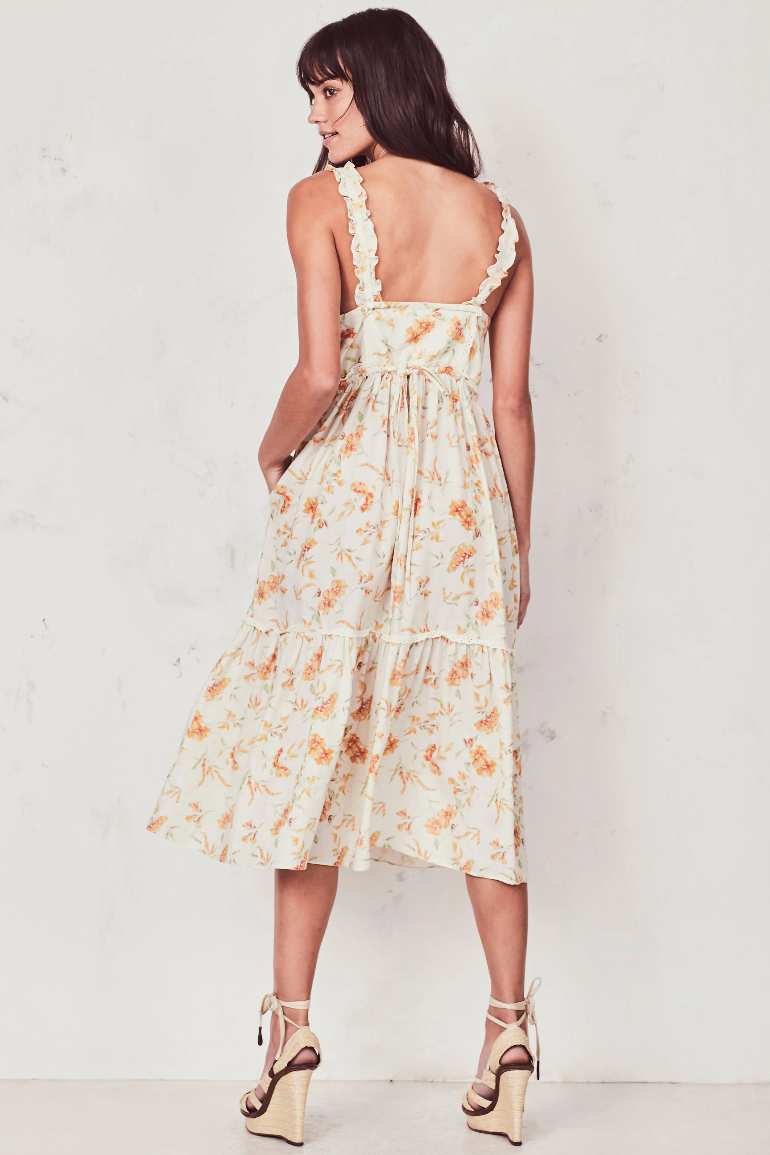 LoveShackFancy Ann Floral Midi Dress