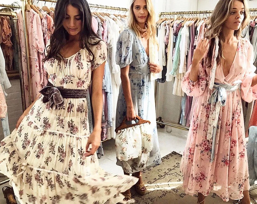 LoveShackFancy Audra Floral Midi Dress