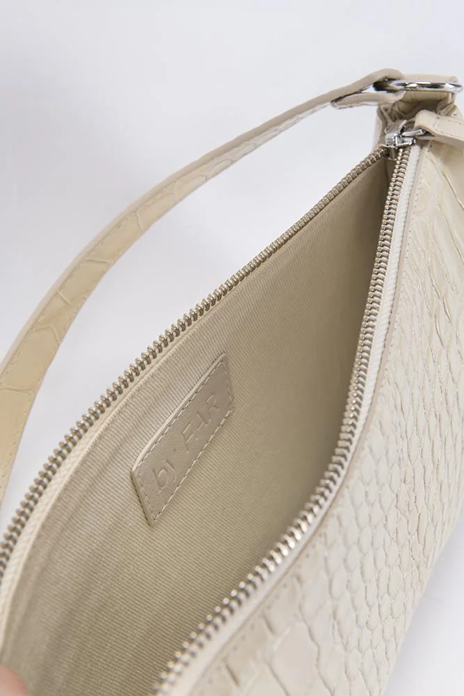 by FAR Rachel Cream Croco Embossed Leather Bag