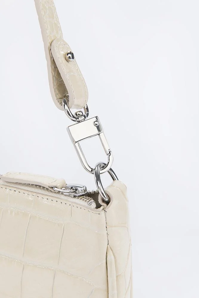 by FAR Rachel Cream Croco Embossed Leather Bag