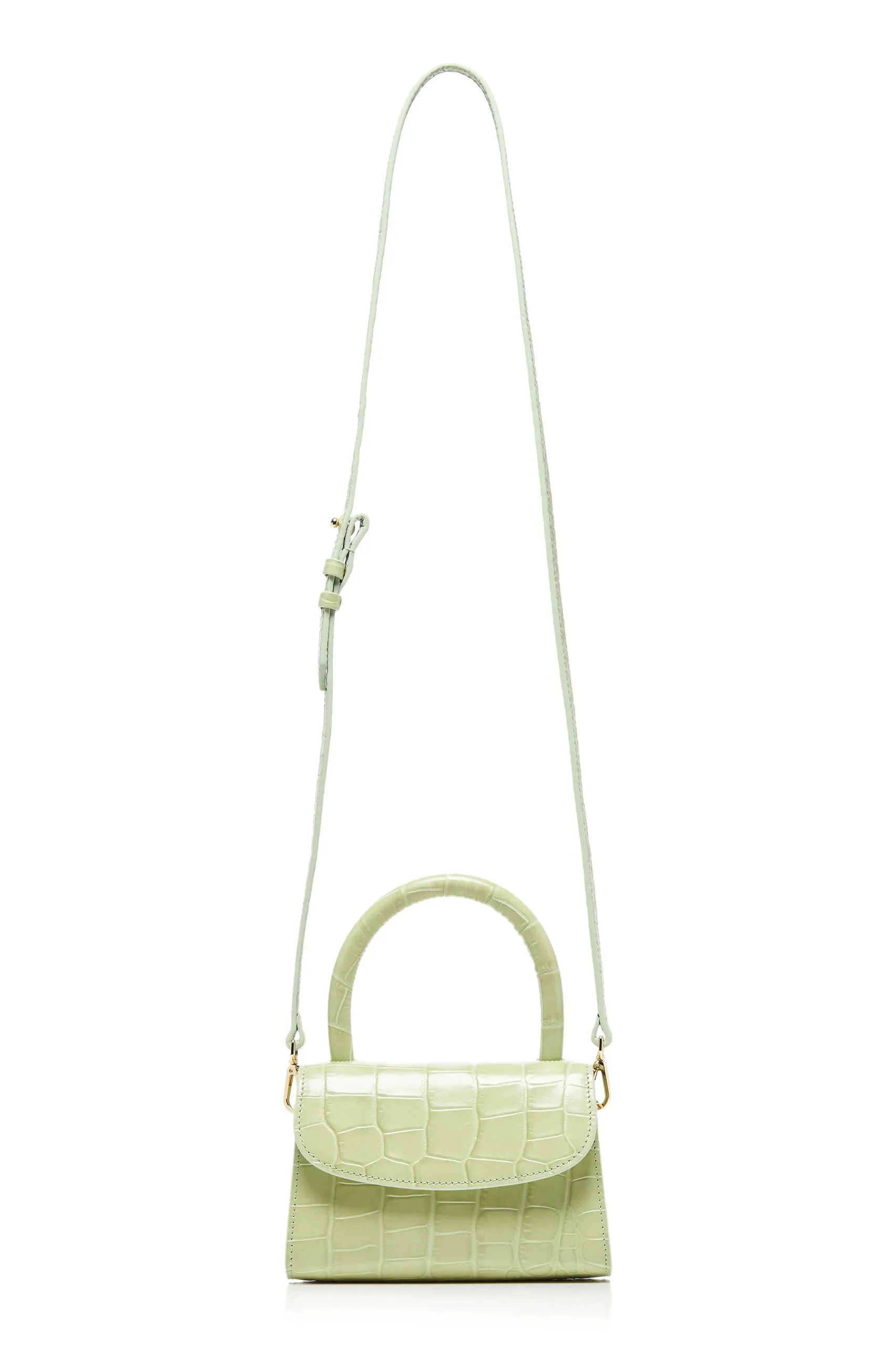 by FAR Mini Sage Green Croco Embossed Leather Bag