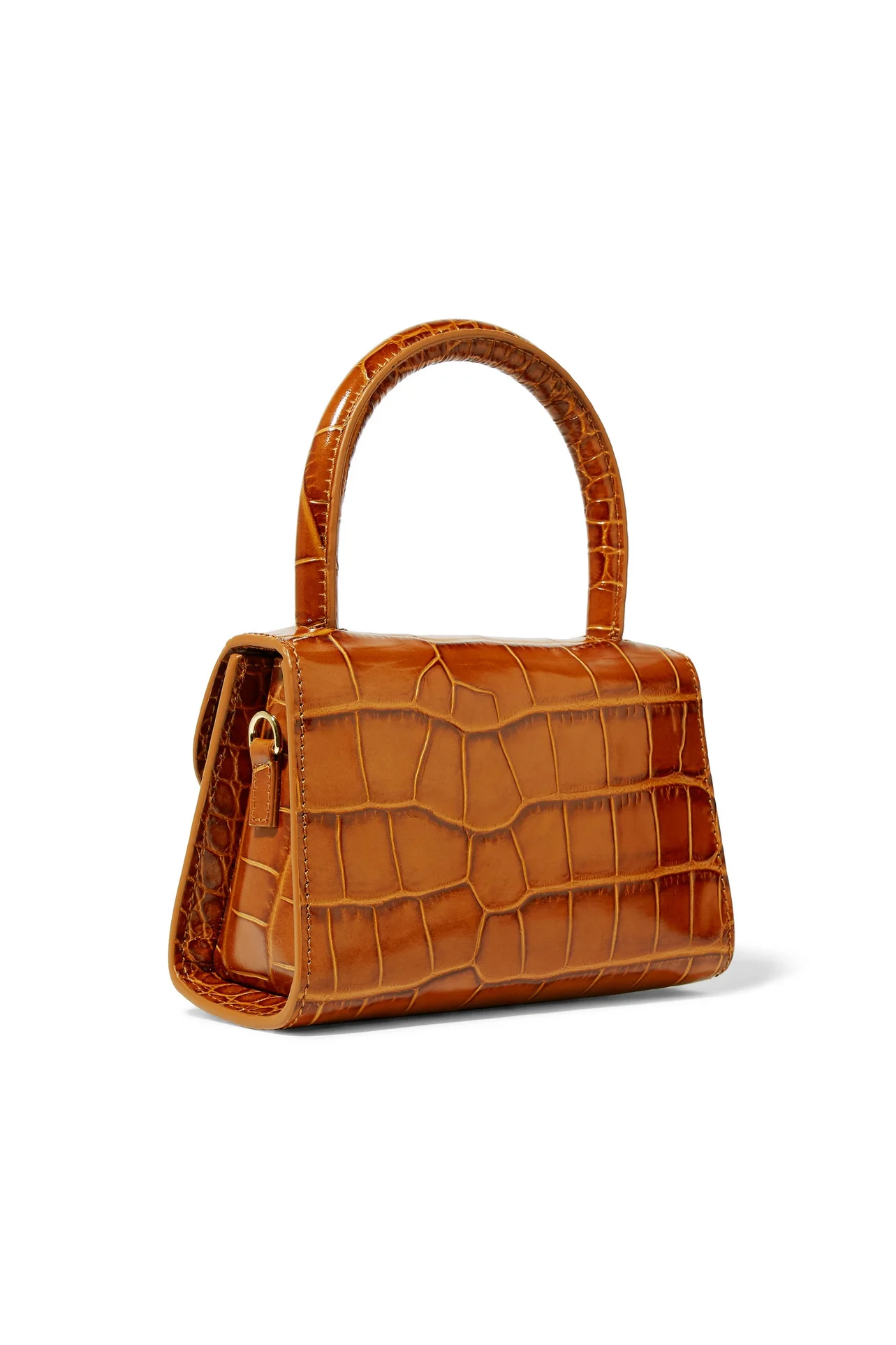 by FAR Mini Tan Croco Embossed Leather Bag