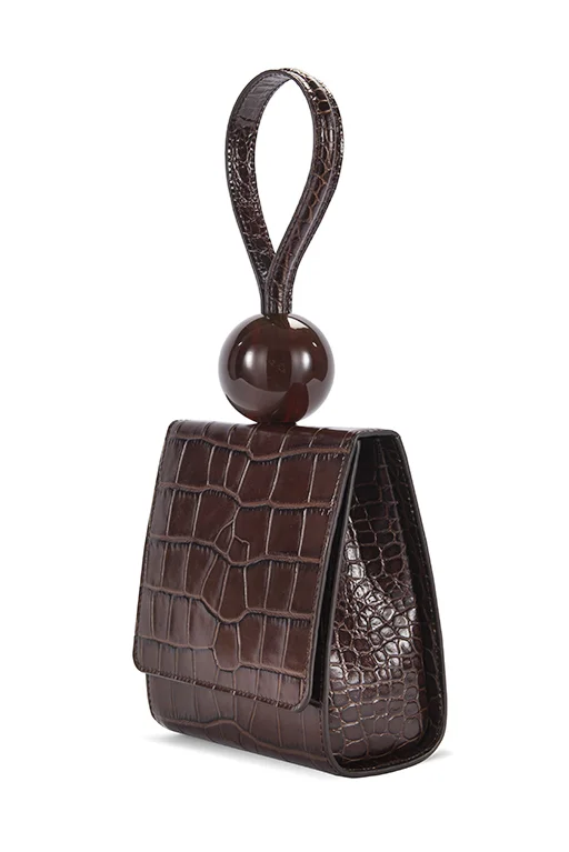 by FAR Ball Bag Nutella Croco Embossed Leather