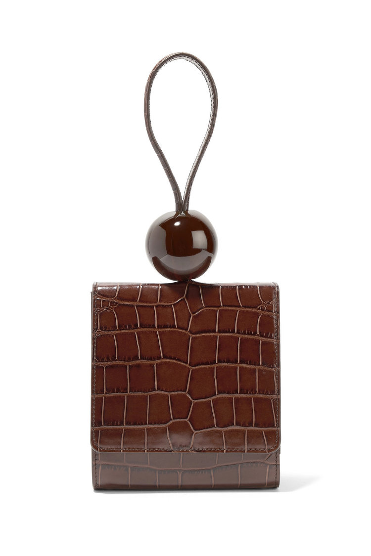 by FAR Ball Bag Nutella Croco Embossed Leather