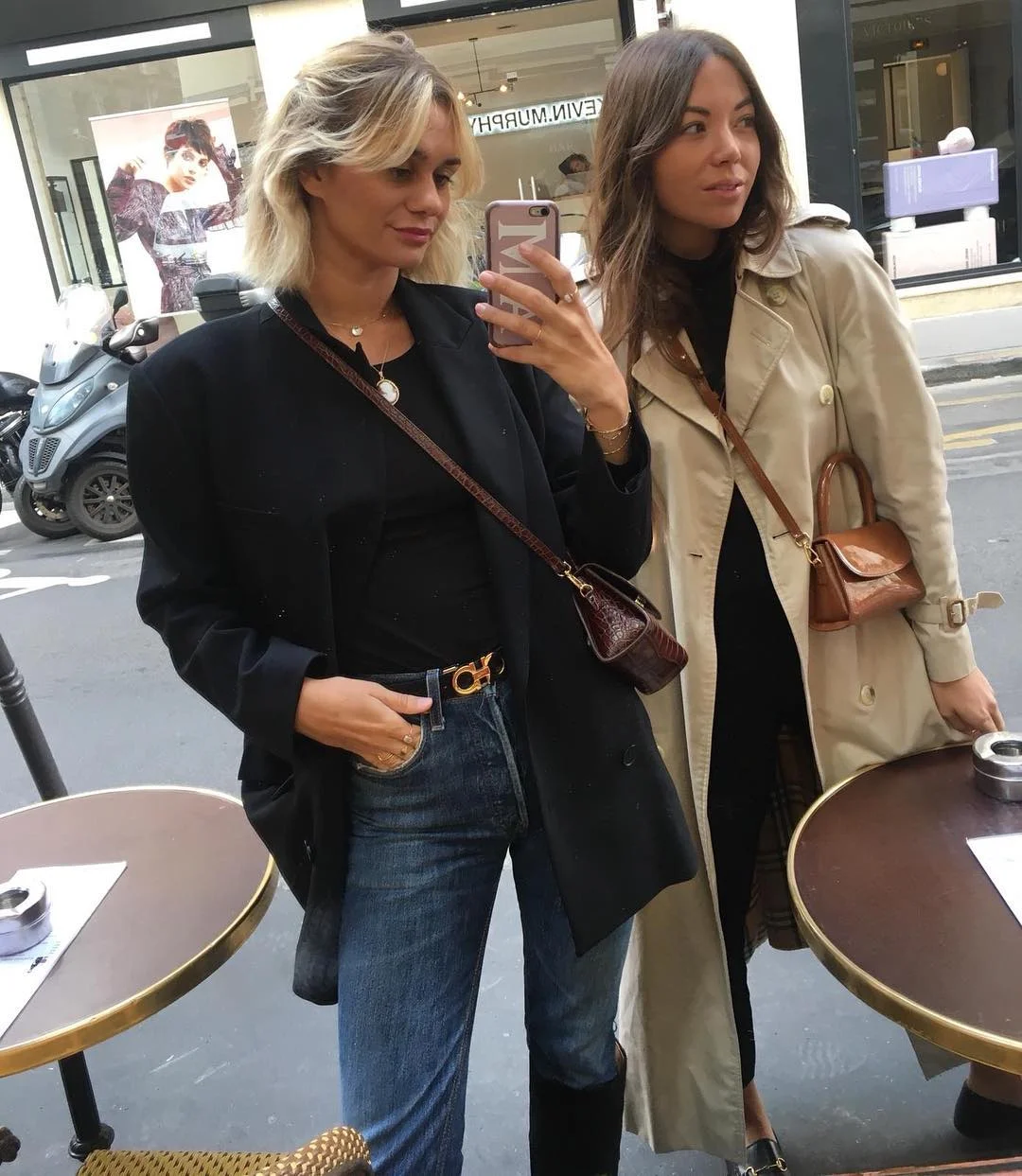 @annelauremais in by FAR Mini Tan Croco Embossed Leather Bag