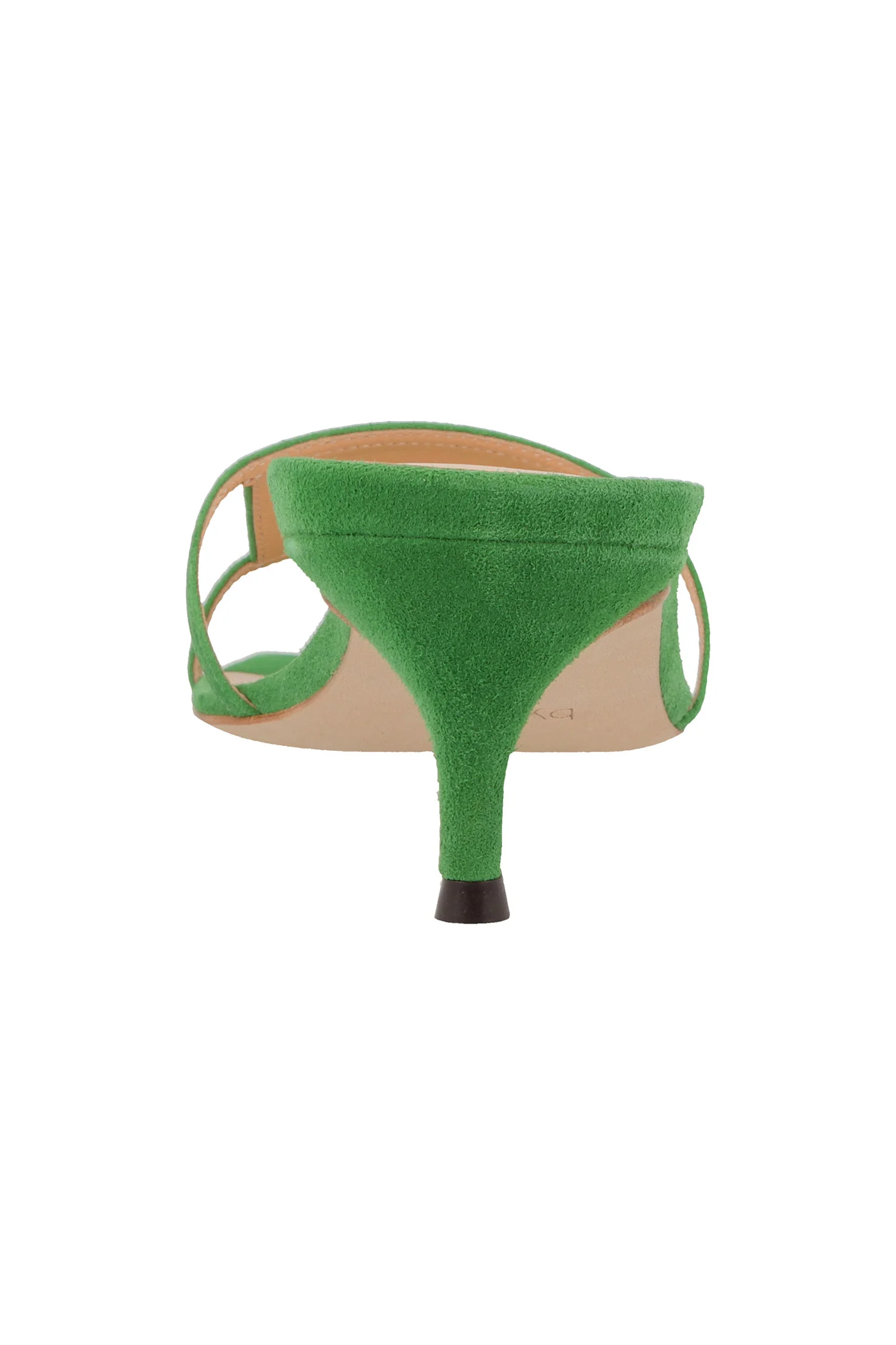 BY FAR Virgo Green Suede Kitten-Heeled Sandals