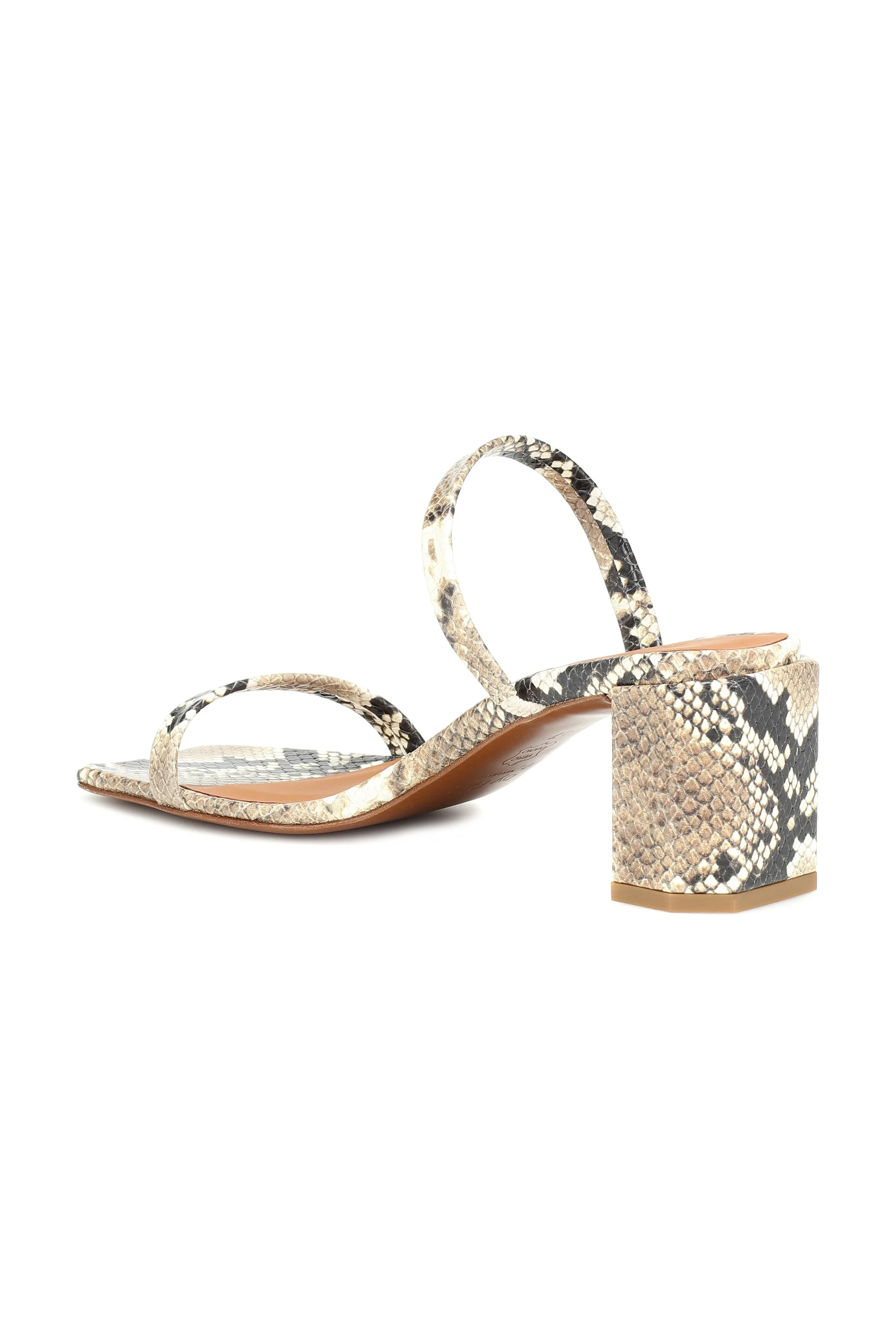 by FAR Tanya Snake Print Leather Mid-Heeled Sandals