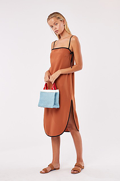 Solid & Striped The Louisa Faux Leather Woven Mini Tote Bag - Sky