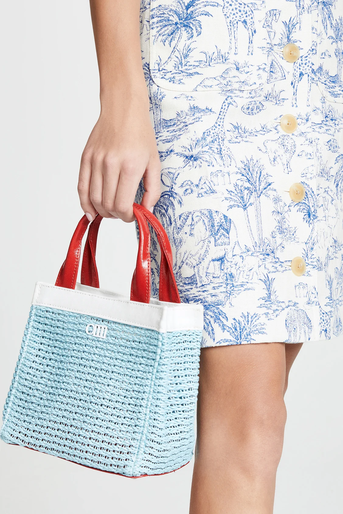 Solid & Striped The Louisa Faux Leather Woven Mini Tote Bag - Sky
