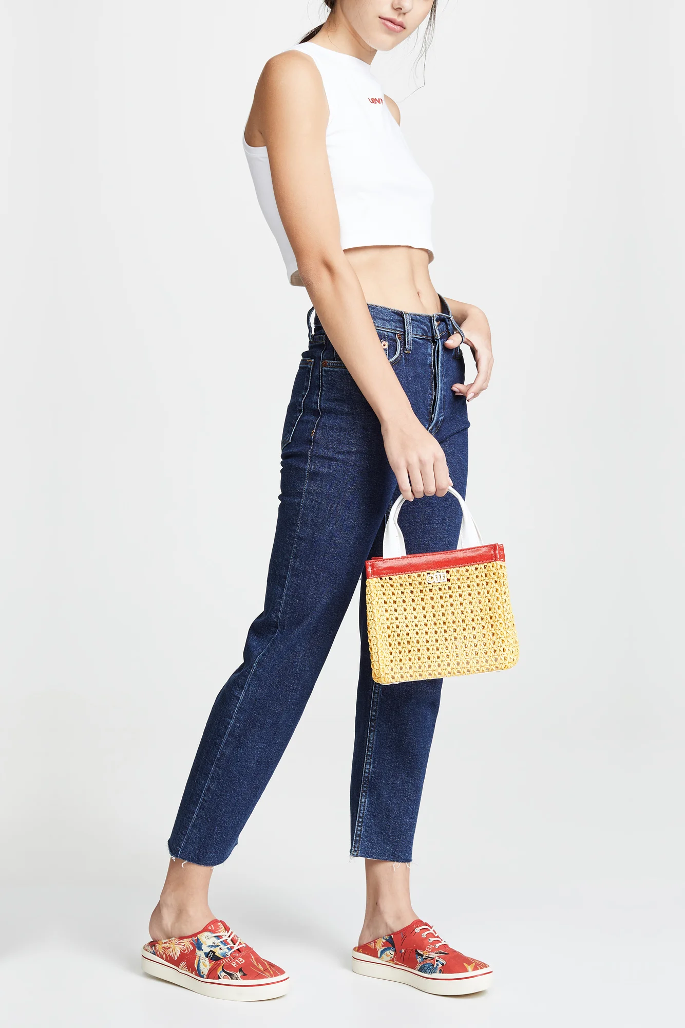 Solid & Striped The Louisa Faux Leather Woven Mini Tote Bag - Yellow