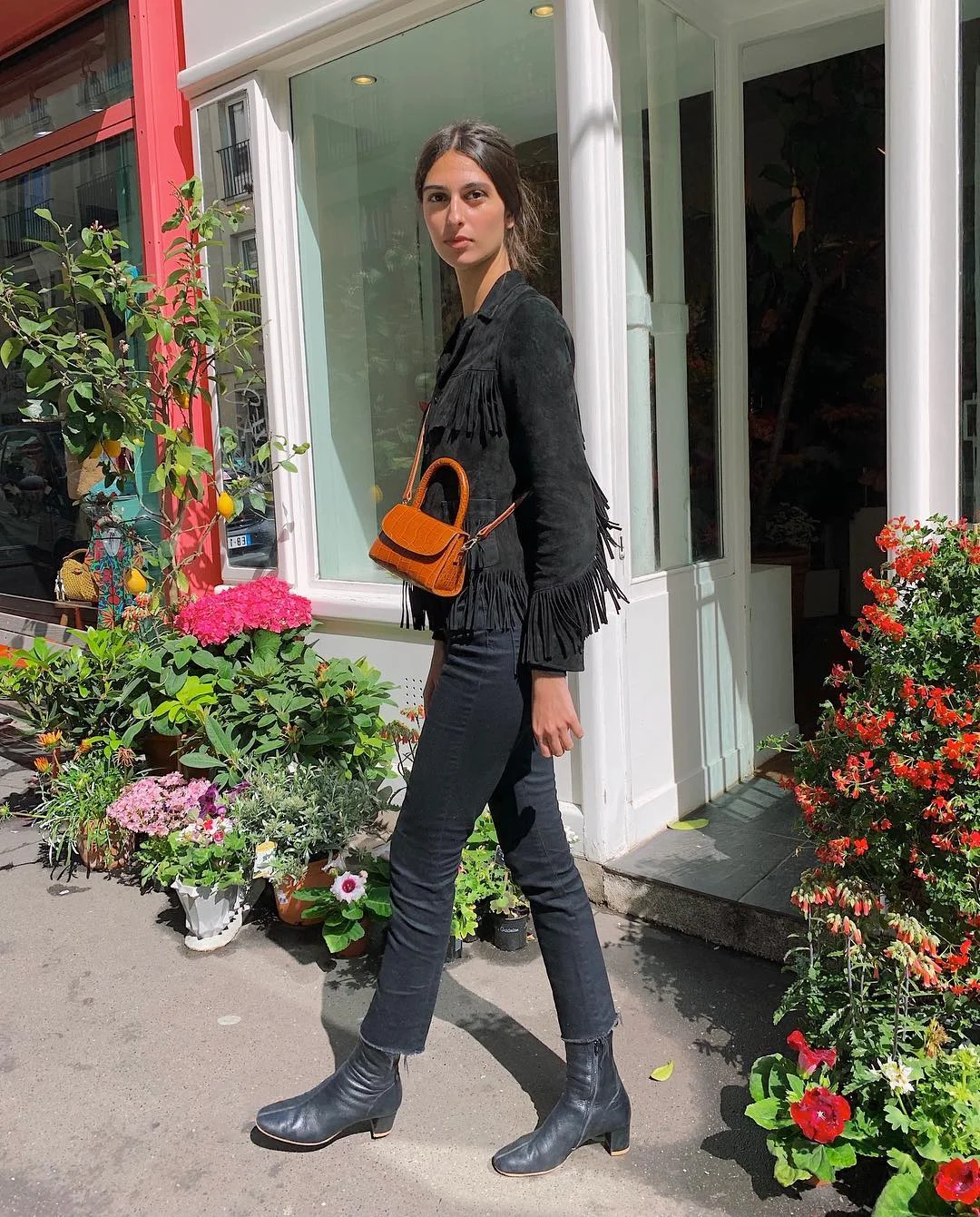 @me_mory in by FAR Mini Tan Croco Embossed Leather Bag