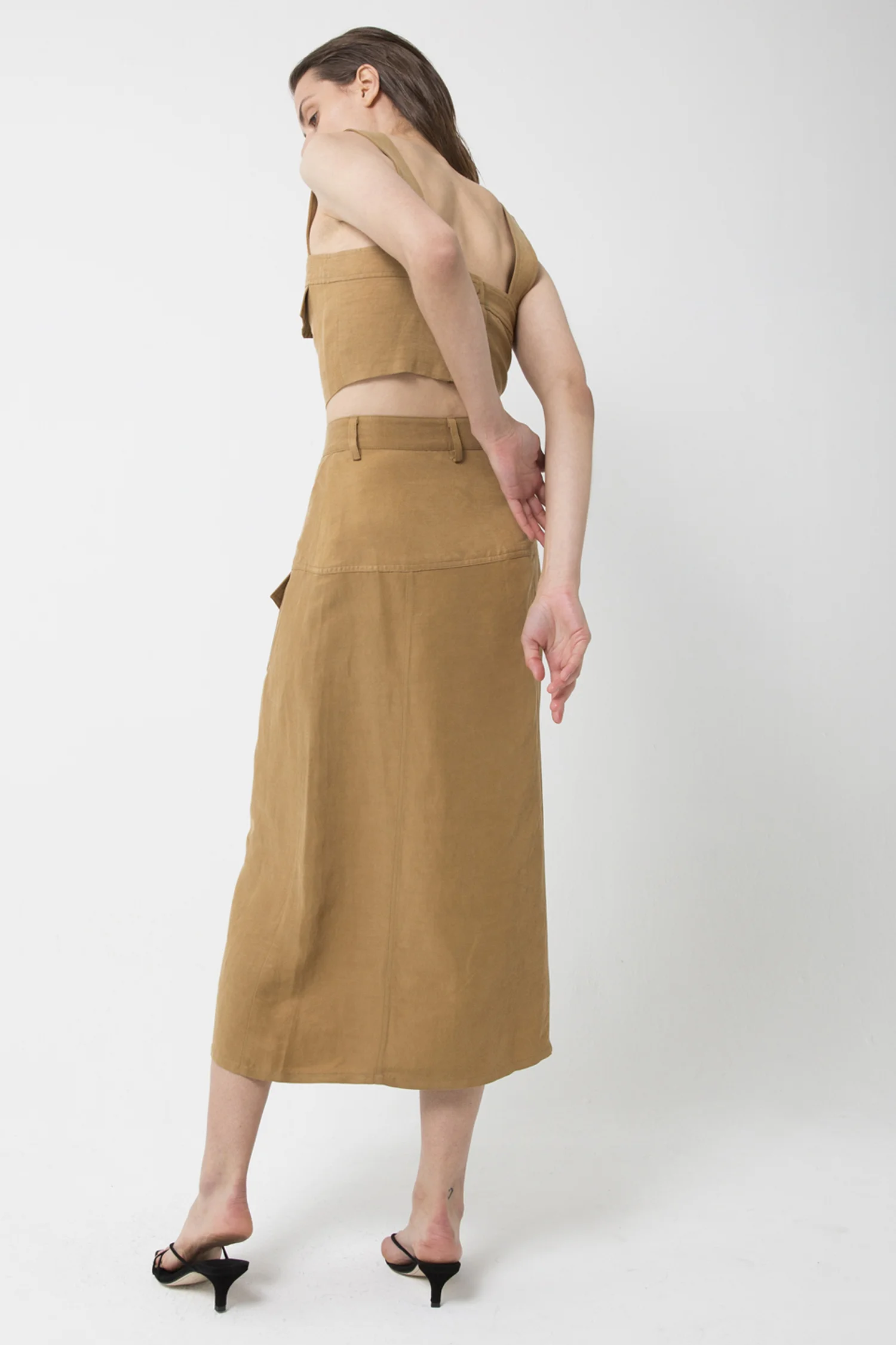 Third Form Trucker Pocket Crop Top & Trucker Paneled Midi Skirt