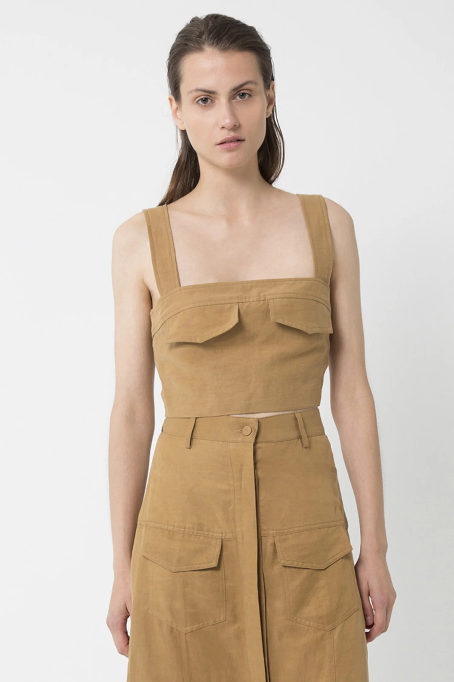 Third Form Trucker Pocket Crop Top & Trucker Paneled Midi Skirt