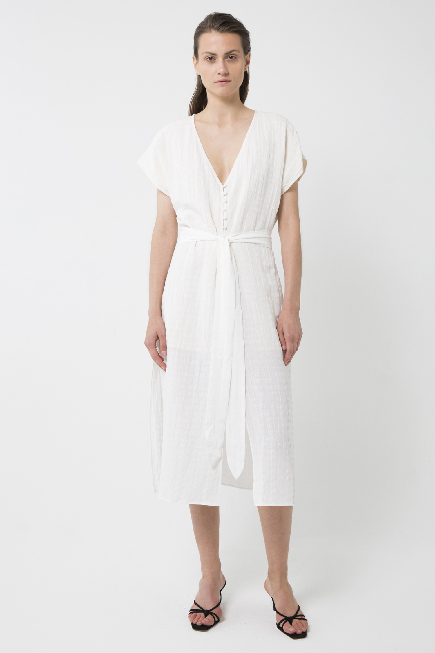 Third Form Day Break Tie Front Stripe Midi Dress