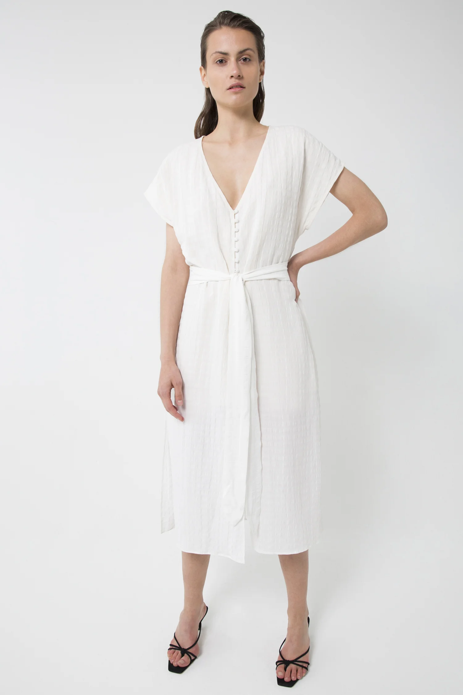 Third Form Day Break Tie Front Stripe Midi Dress