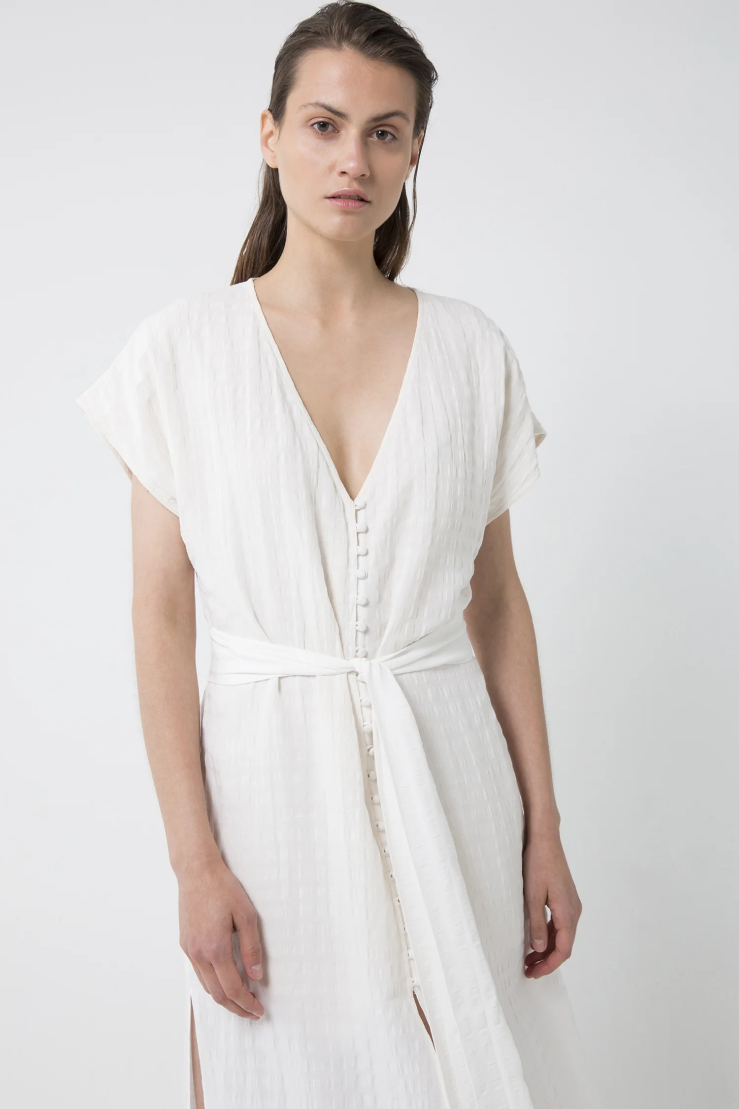 Third Form Day Break Tie Front Stripe Midi Dress