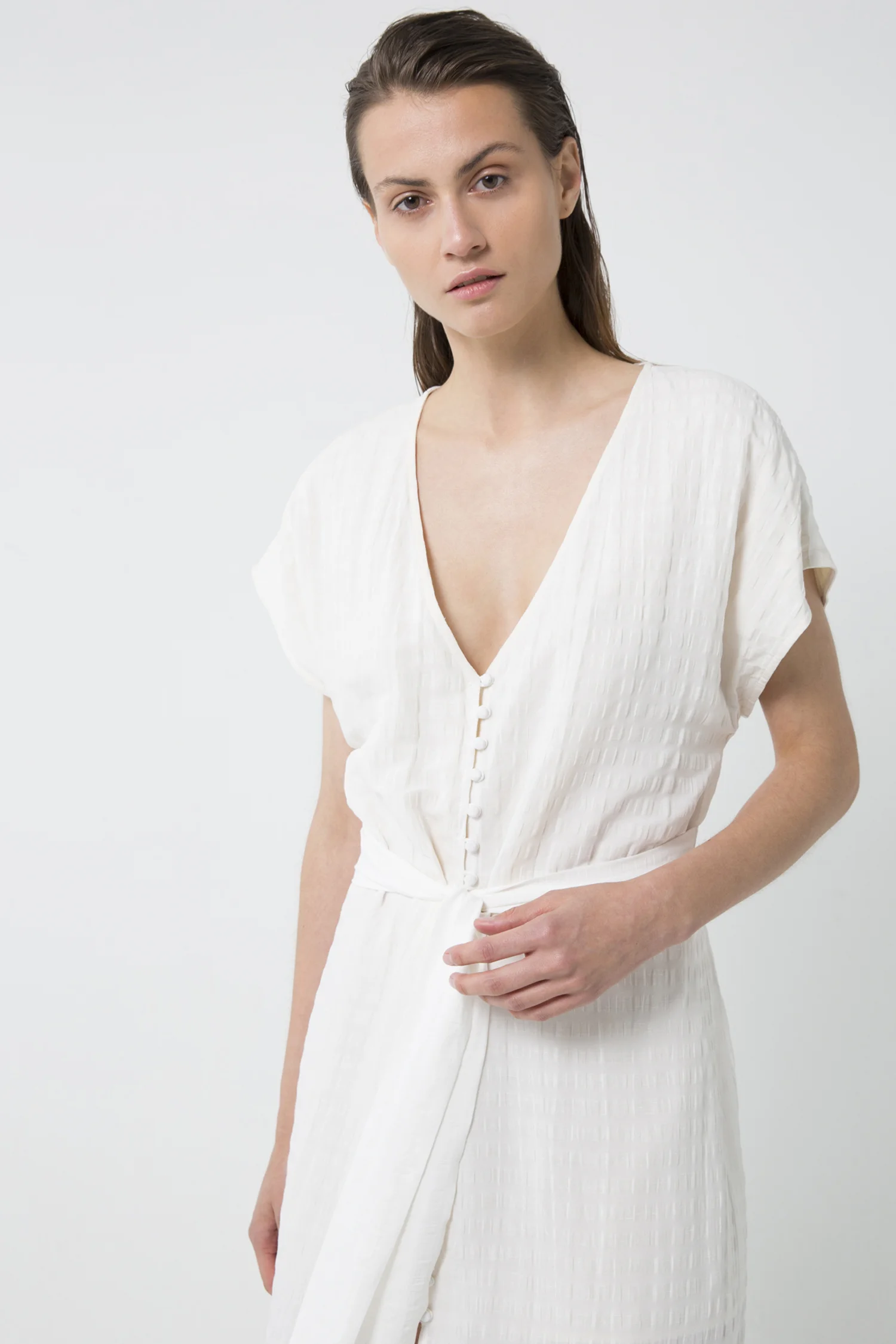 Third Form Day Break Tie Front Stripe Midi Dress