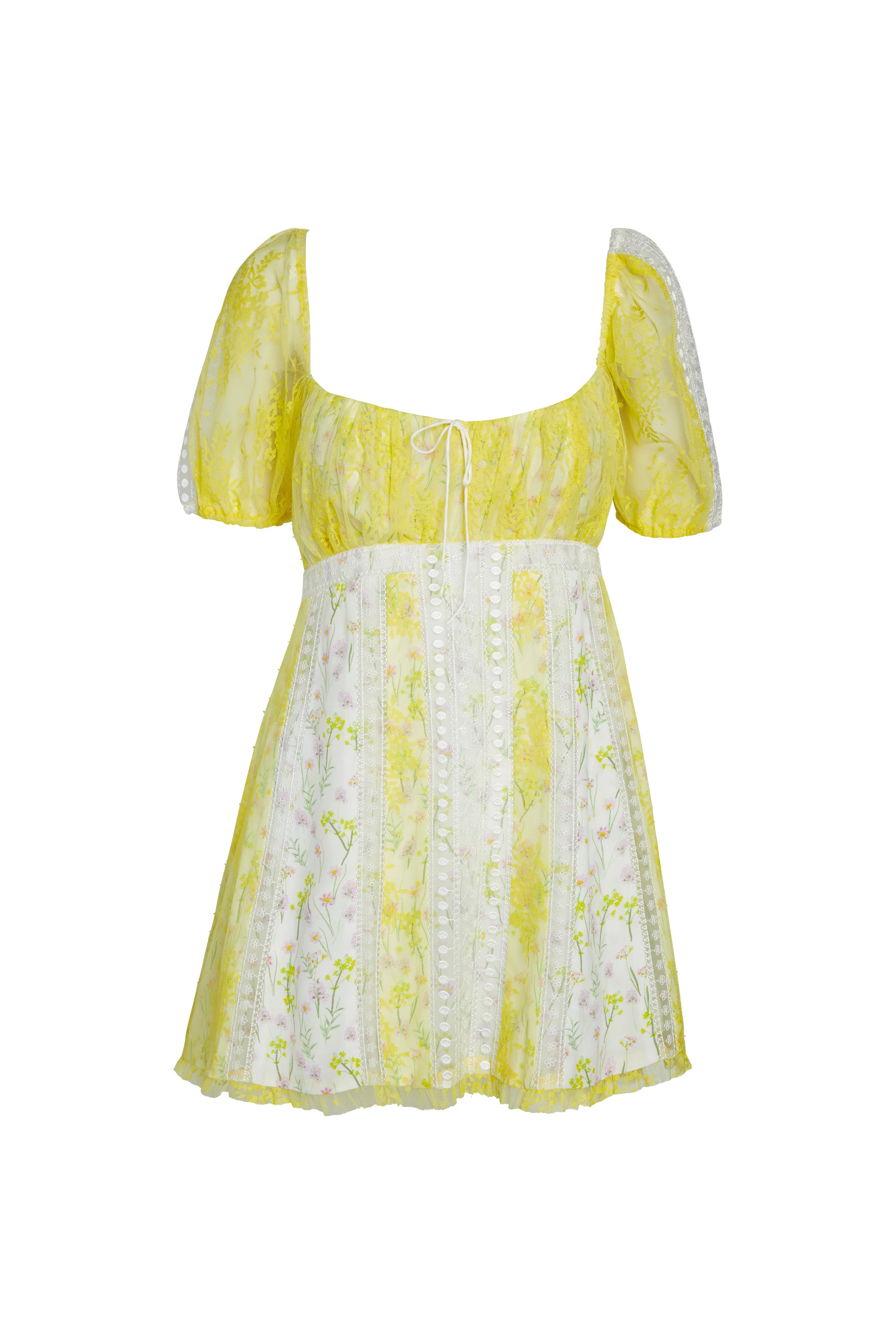 For Love & Lemons Limoncella Lace Floral Mini Dress