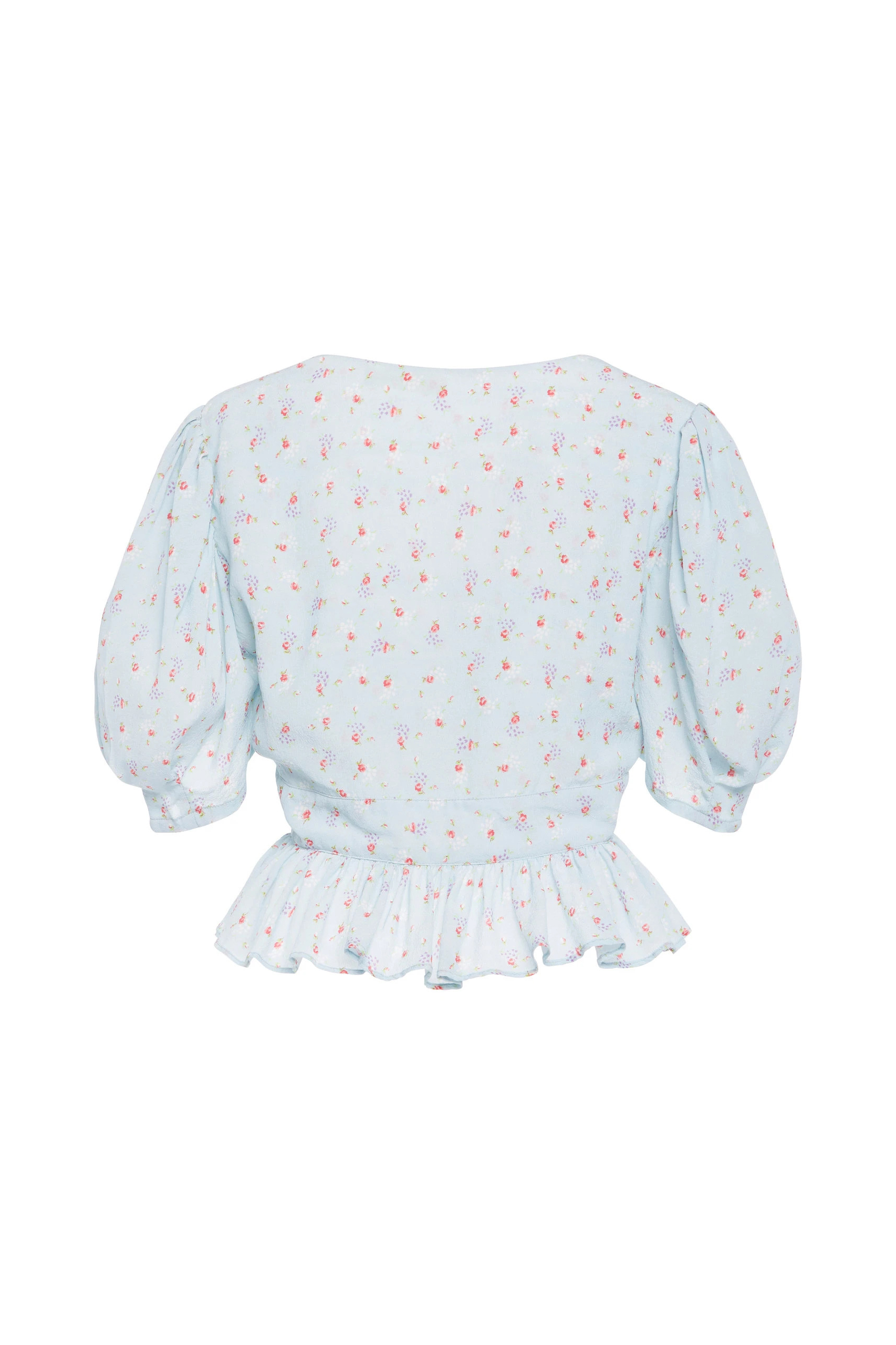LoveShackFancy Steph Floral Top - Blue Ribbon