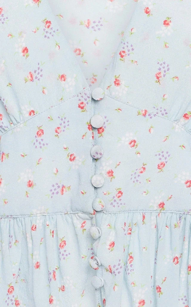 LoveShackFancy Steph Floral Top - Blue Ribbon
