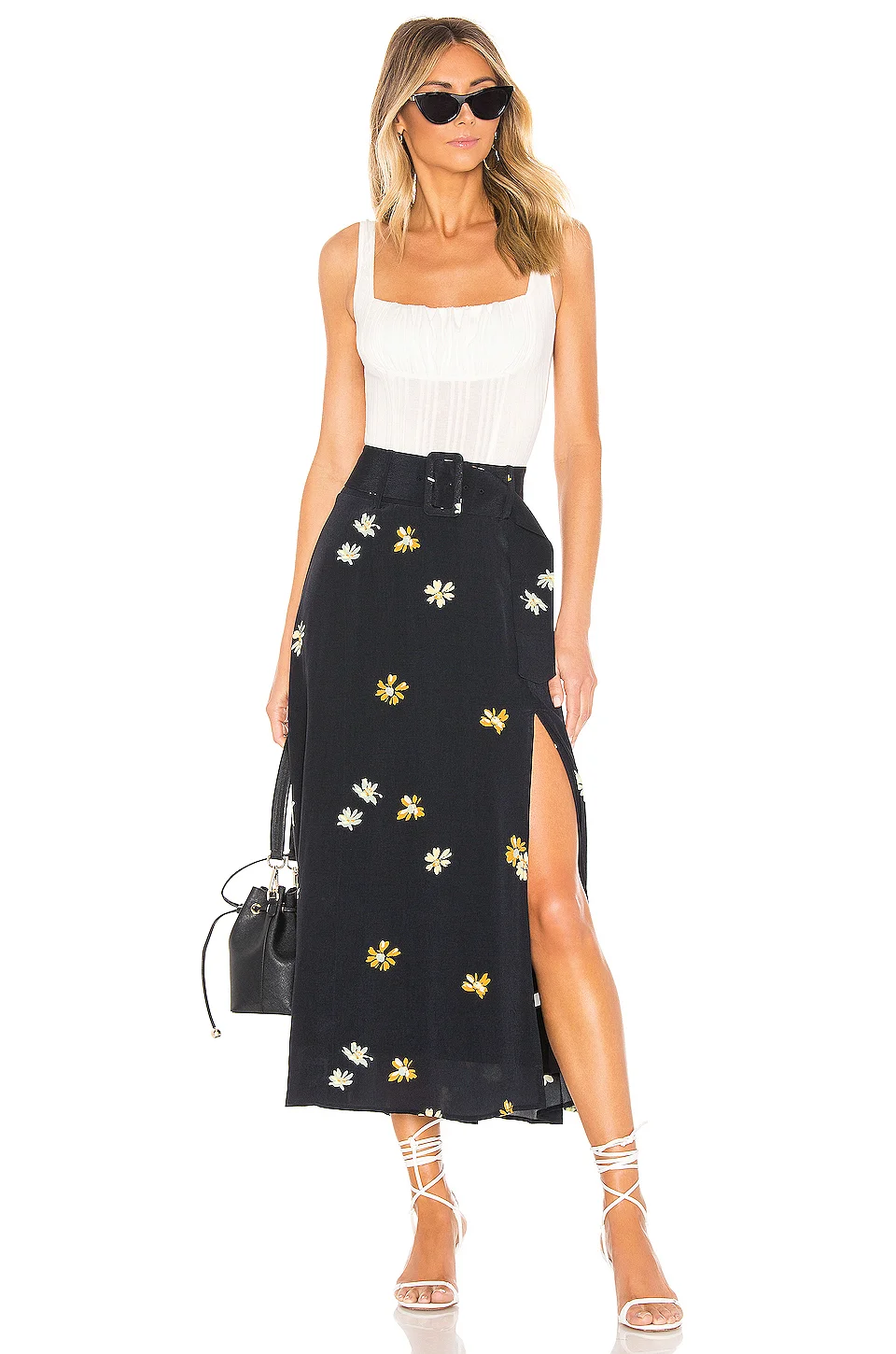 Capulet Devin Belted Midi Skirt - Daisy Print
