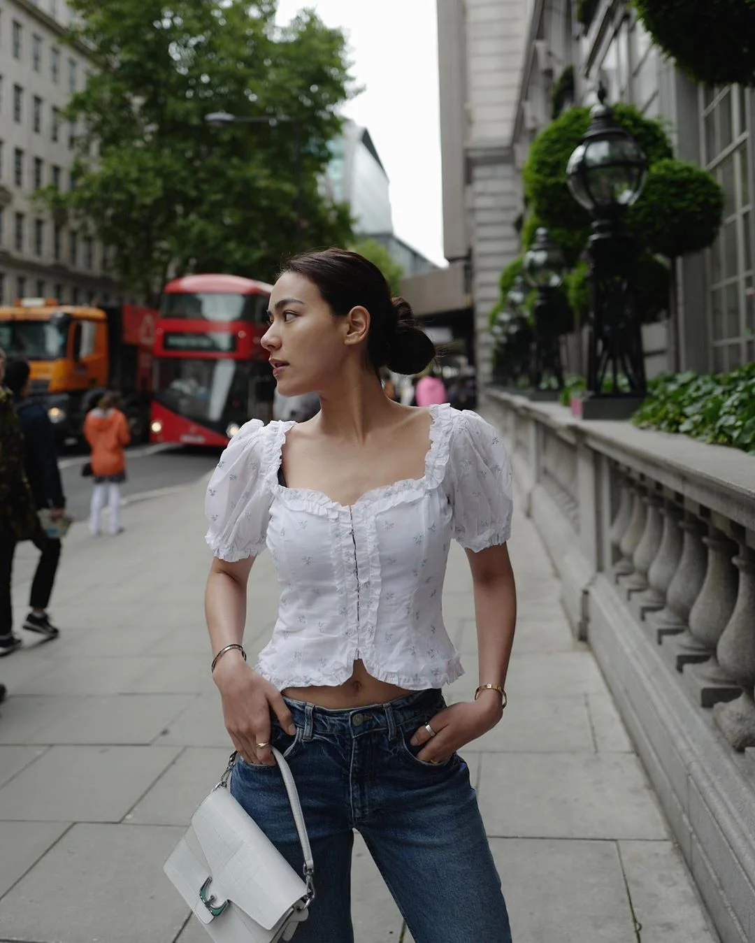 Kimberley Anne Woltemas in For Love & Lemons Delilah Floral Hook Front Top