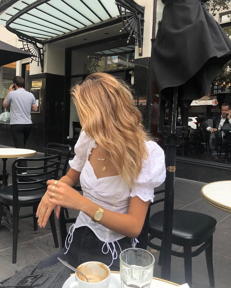 @jessicaalizzi in For Love & Lemons Bleau Eyelet Short Sleeve Top