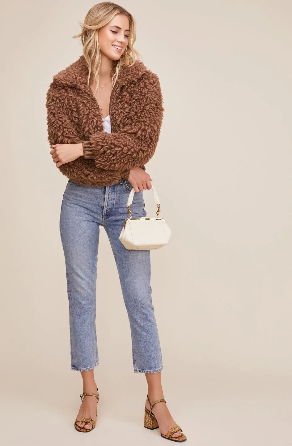 ASTR the Label Phoenix Teddy Bear Jacket - Mocha