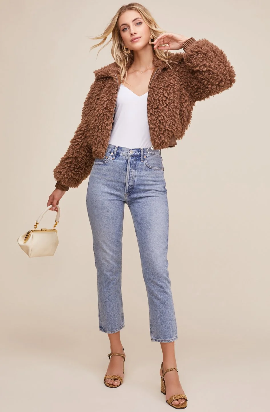 ASTR the Label Phoenix Teddy Bear Jacket - Mocha