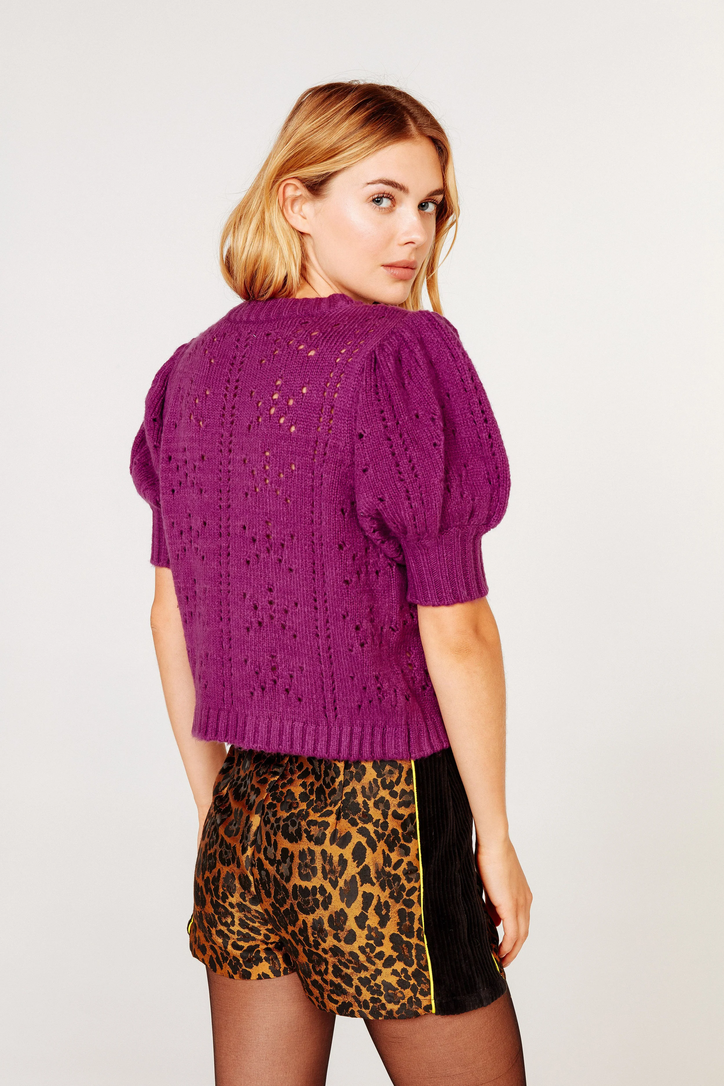 For Love & Lemons Brooke Pointelle Sweater - Juice