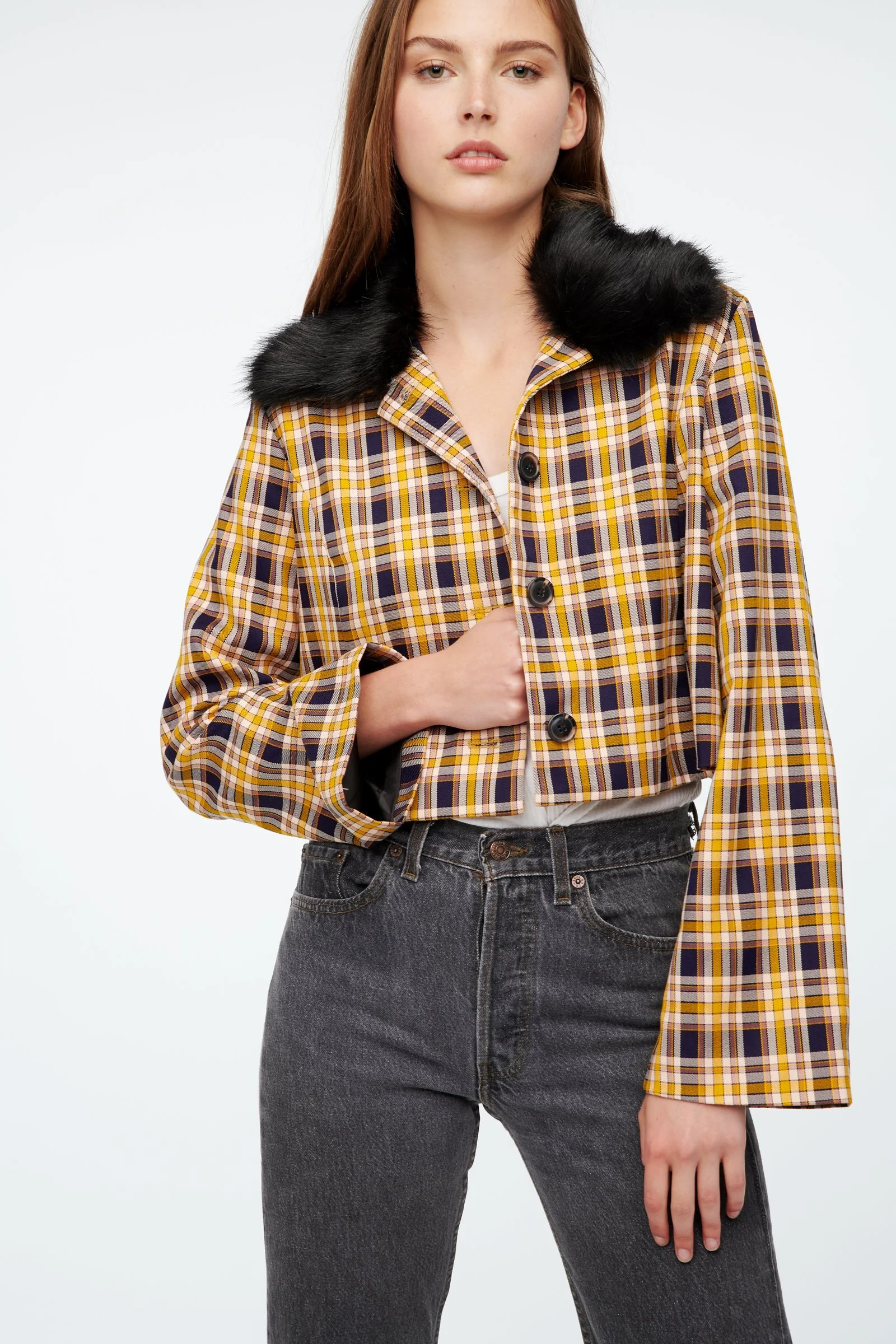 tartan cropped jacket