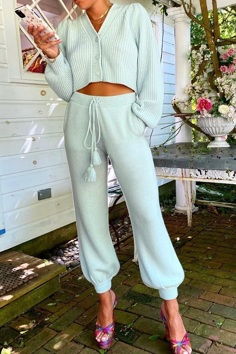 LoveShackFancy Tristan Pants - Seafoam
