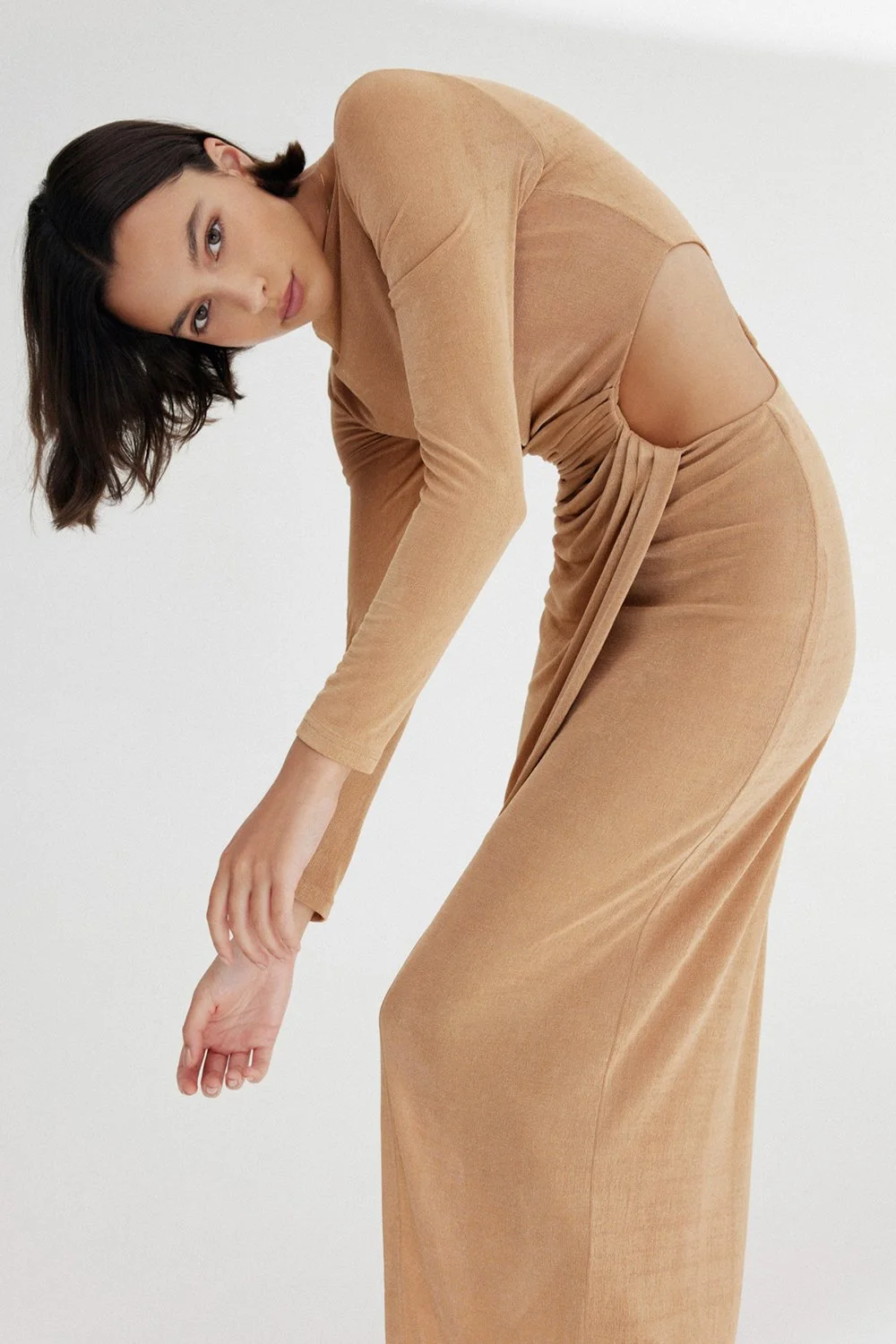 knee length dresses for ladies Ivy Jane Shirred Front Midi Dress main image 1