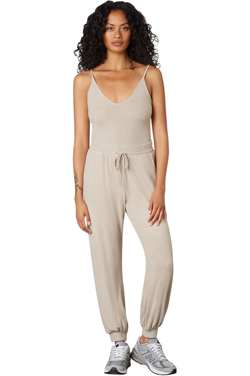 Ribbed Hacci Jogger - Taupe