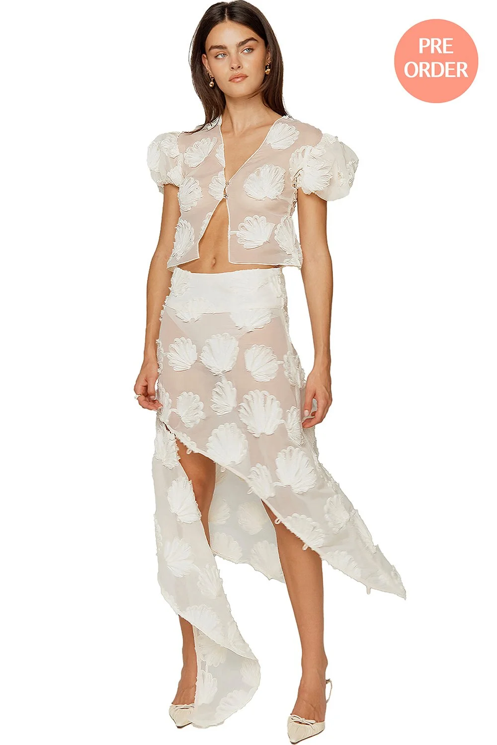 House of Sunny Scattered Shells Applique Skirt