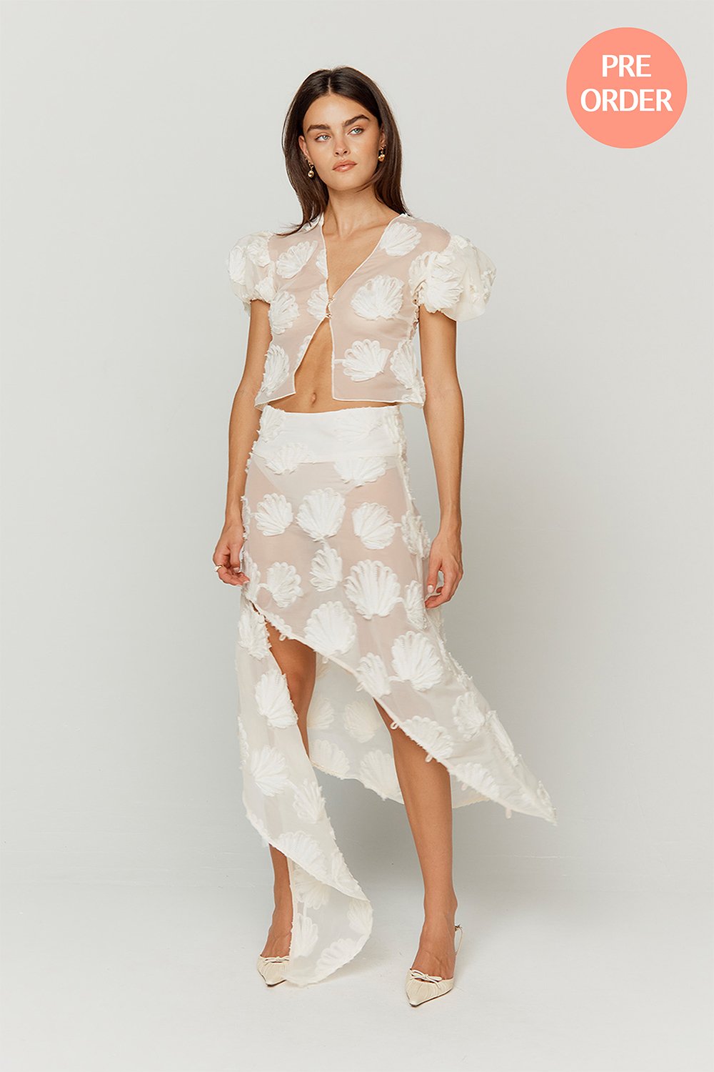 House of Sunny Scattered Shells Applique Blouse