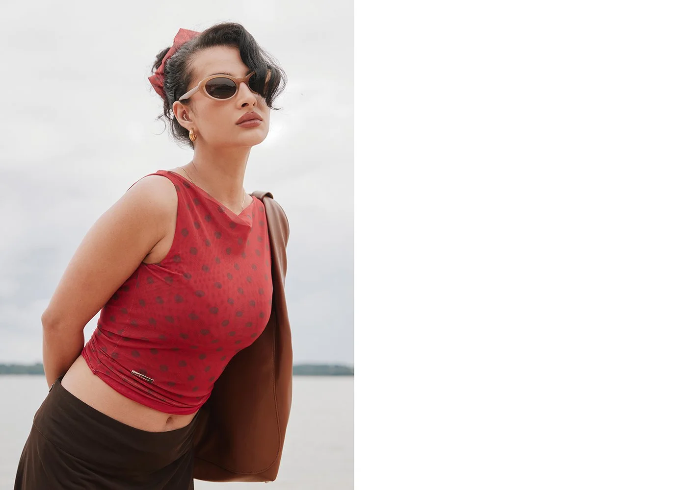 House of Sunny Double Layer Polka Dot Mesh Vest