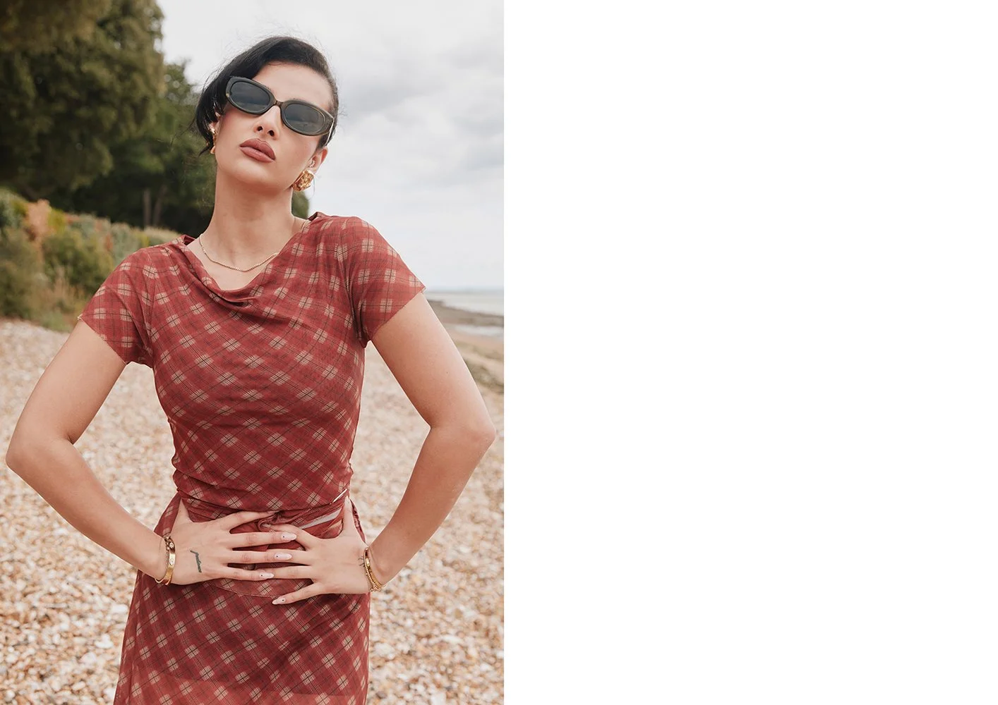 House of Sunny Retro Check Mesh Top